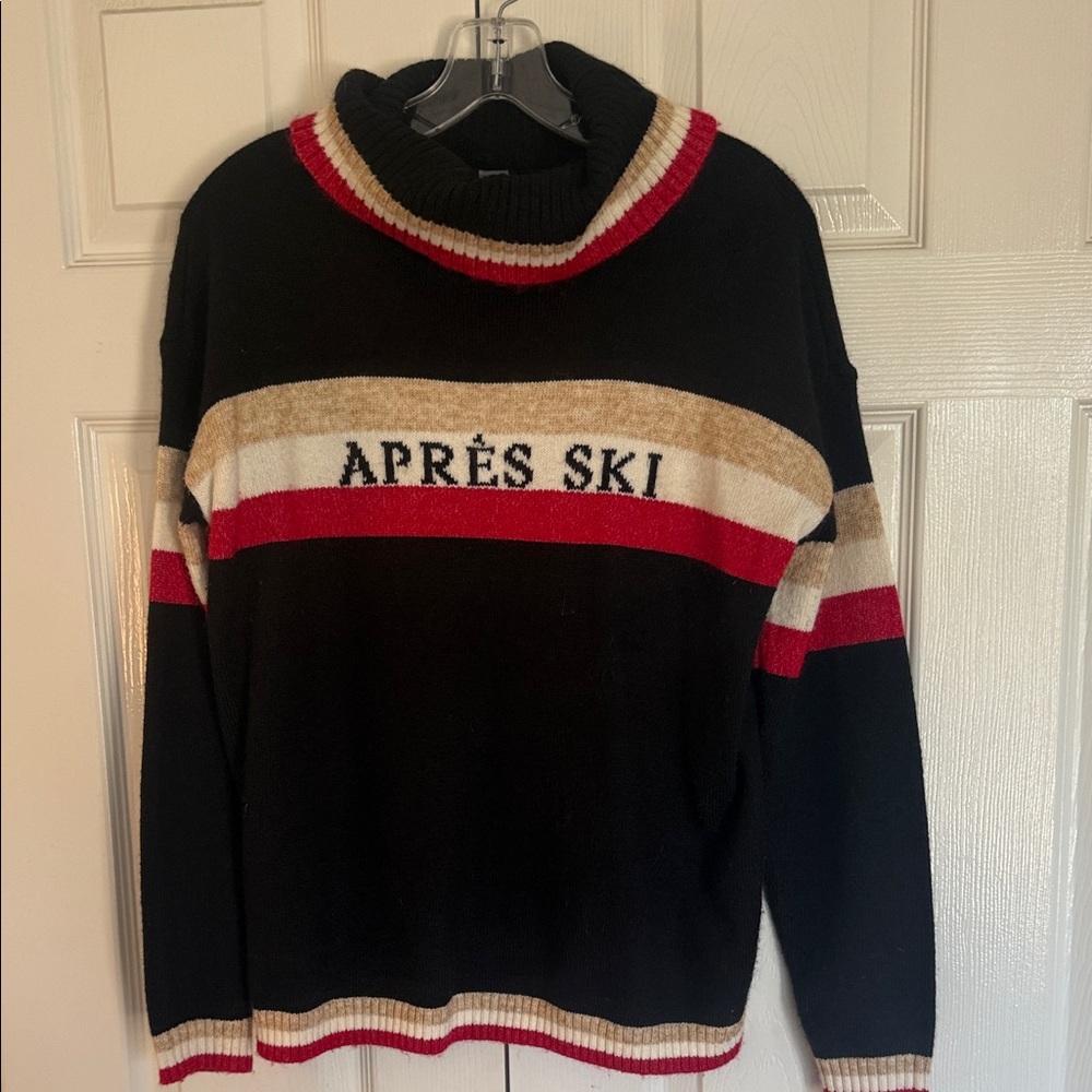 Lou & Grey Black and Red Apres Ski Turtleneck Sweater